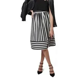 Horizontal Hem A Line Striped Skirt